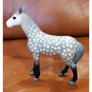 3 Inch Gray White Spotted Horse Pretend Play Replacement Toy Figure Cake Topper
